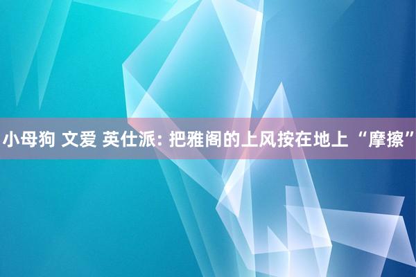 小母狗 文爱 英仕派: 把雅阁的上风按在地上 “摩擦”
