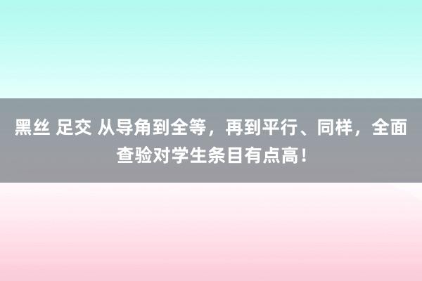 黑丝 足交 从导角到全等，再到平行、同样，全面查验对学生条目有点高！
